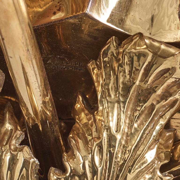 A.W. Borgh, a pair of Swedish Grace brass chandeliers, probably 1920-1930's.