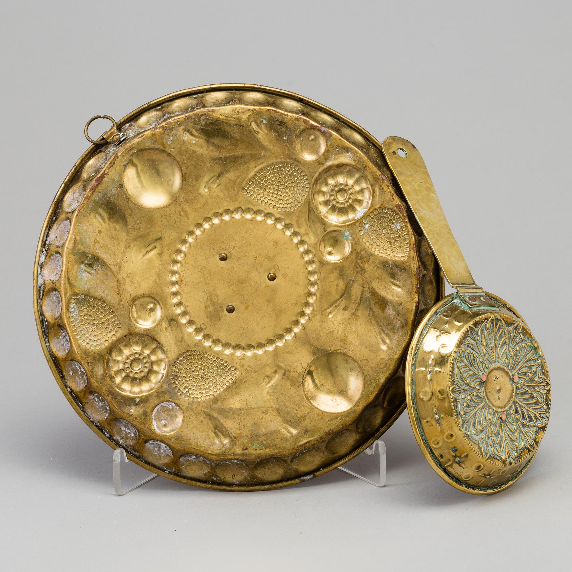 TWO BRASS NIGHT LIGHTS, 19th/20th century.