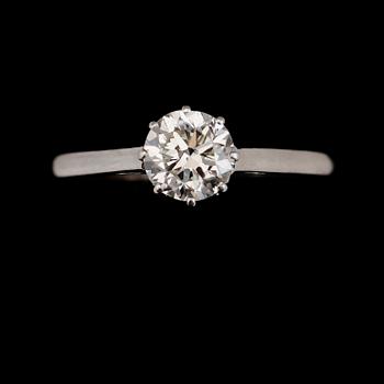 RING, 18K vitguld, solitär briljantslipad diamant ca 1.00 ct. svenska stämplar.