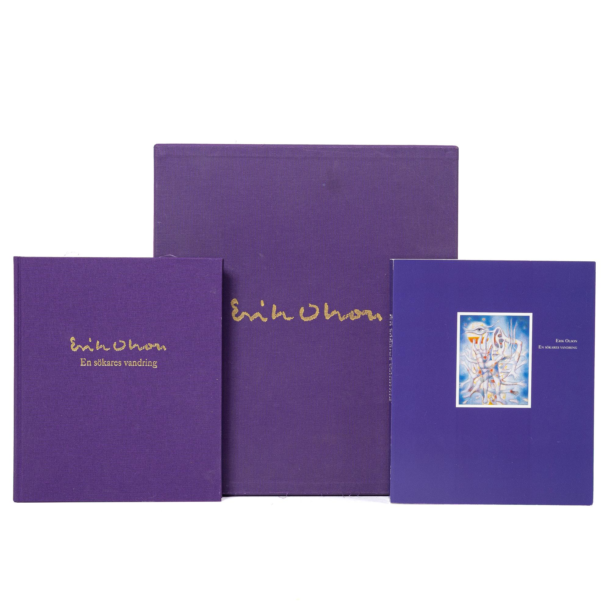 Erik Olson, 'En sökares vandring', folder with colour lithographs, 3 works, including book and catalogue.