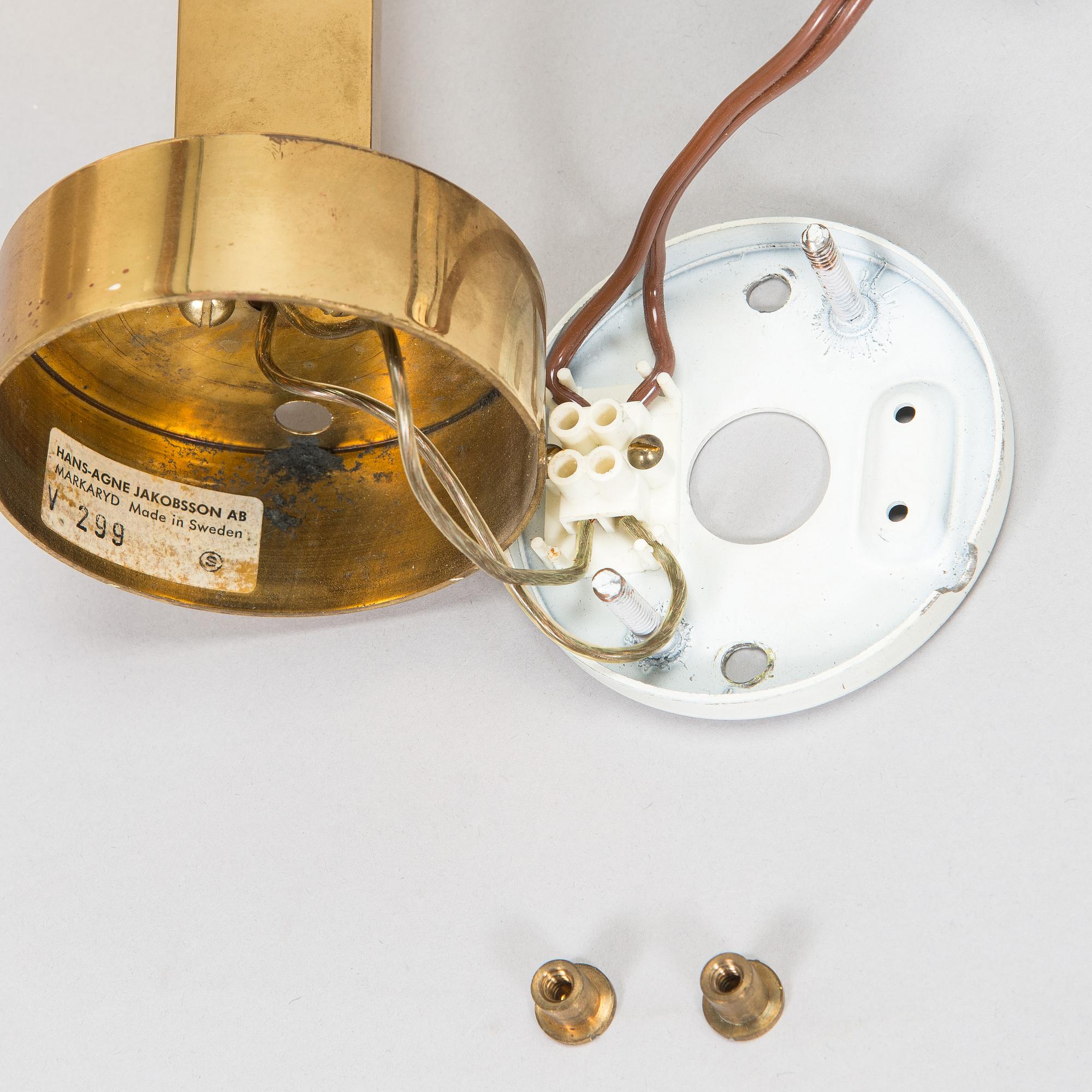 Hans-Agne Jakobsson, Two 1960/1970s 'V299' wall lights for Hans Agne Jakobsson AB, Markaryd. Sweden.