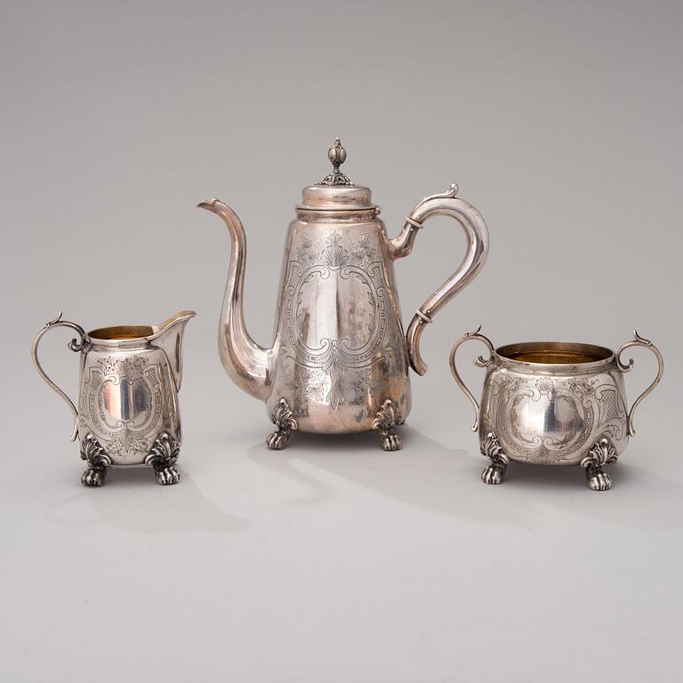 A 3-piece silver coffee set, mark of Otto Roland Mellin, Helsinki 1882-85.