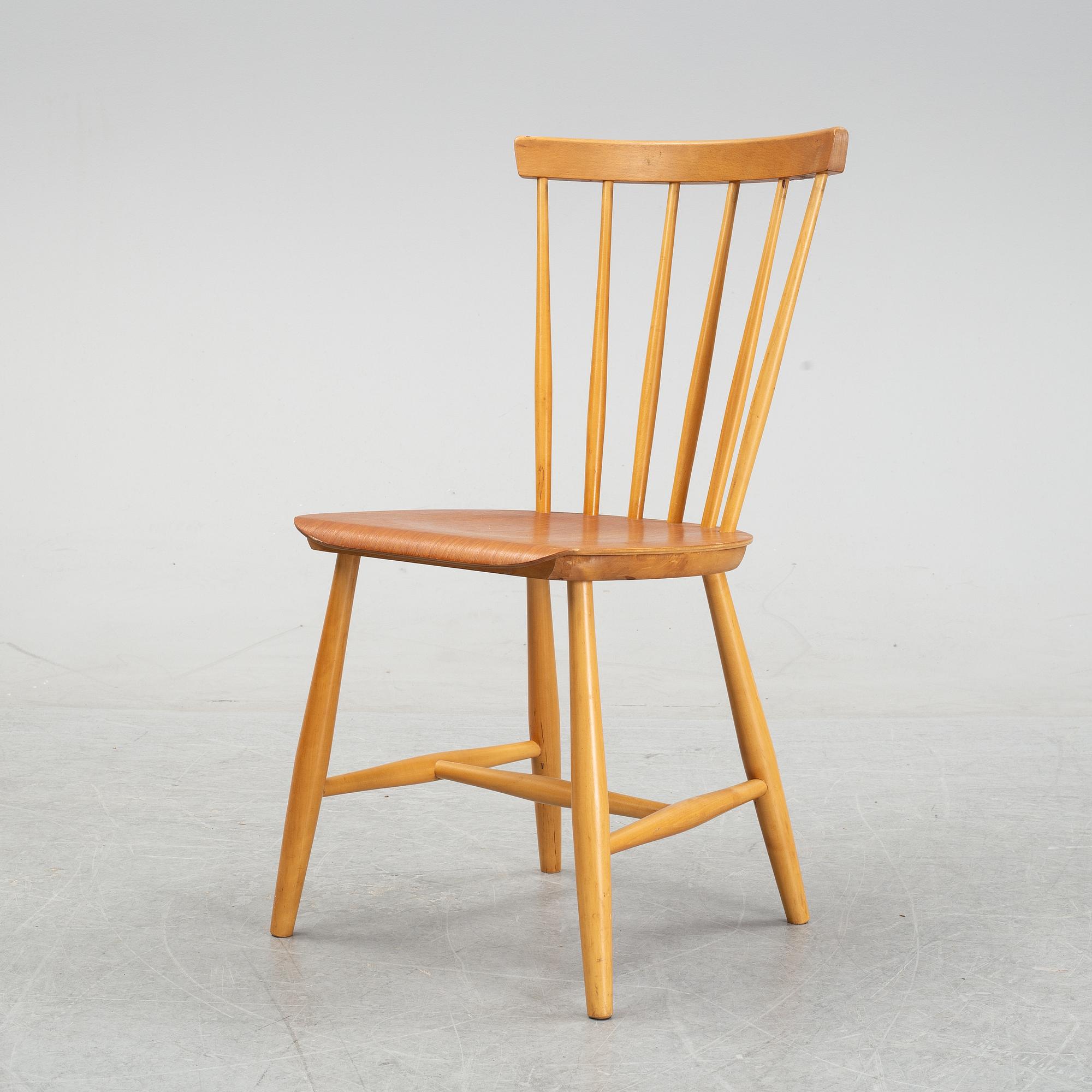 Six 1950/60's birch and teak chairs from Nesto.