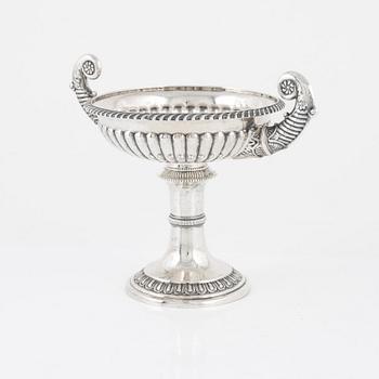 David Hirsch Hermansson & Co, skål på fot, silver, empire, Stockholm 1831.