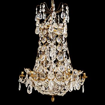 70. A Louis XVI-style six-light chandelier, late 19th century.