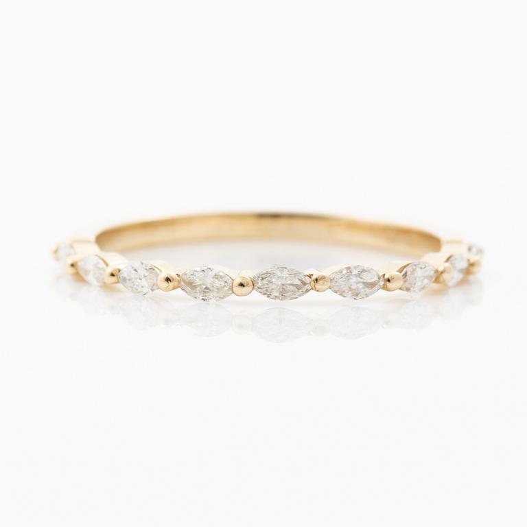 14K gold ring with marquise-cut diamonds.