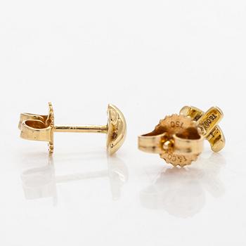 Tiffany & Co, a pair of 18K gold 'Cross Stitch' earrings.
