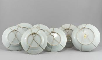 PARTI PORSLIN, 9 delar, Kina, 1700-tal.