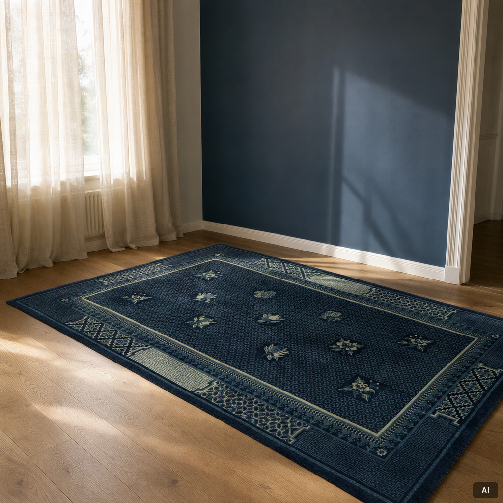 An antique Baotou carpet, north China, c. 257 x 155 cm.
