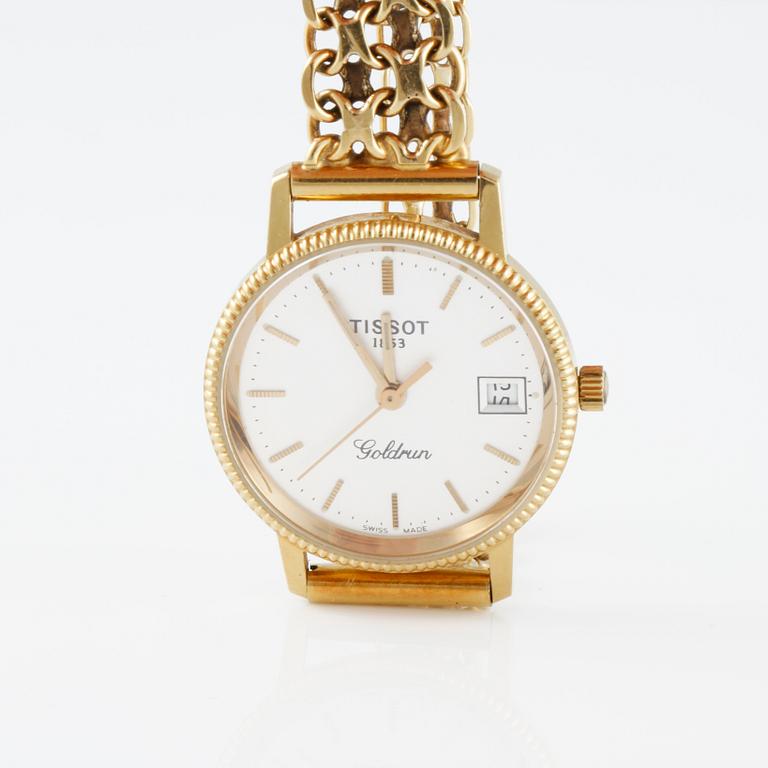 ARMBANDSUR, dam, 18 K guld, Tissot Goldrun. Vikt 23 g inkl extra länkdelar.