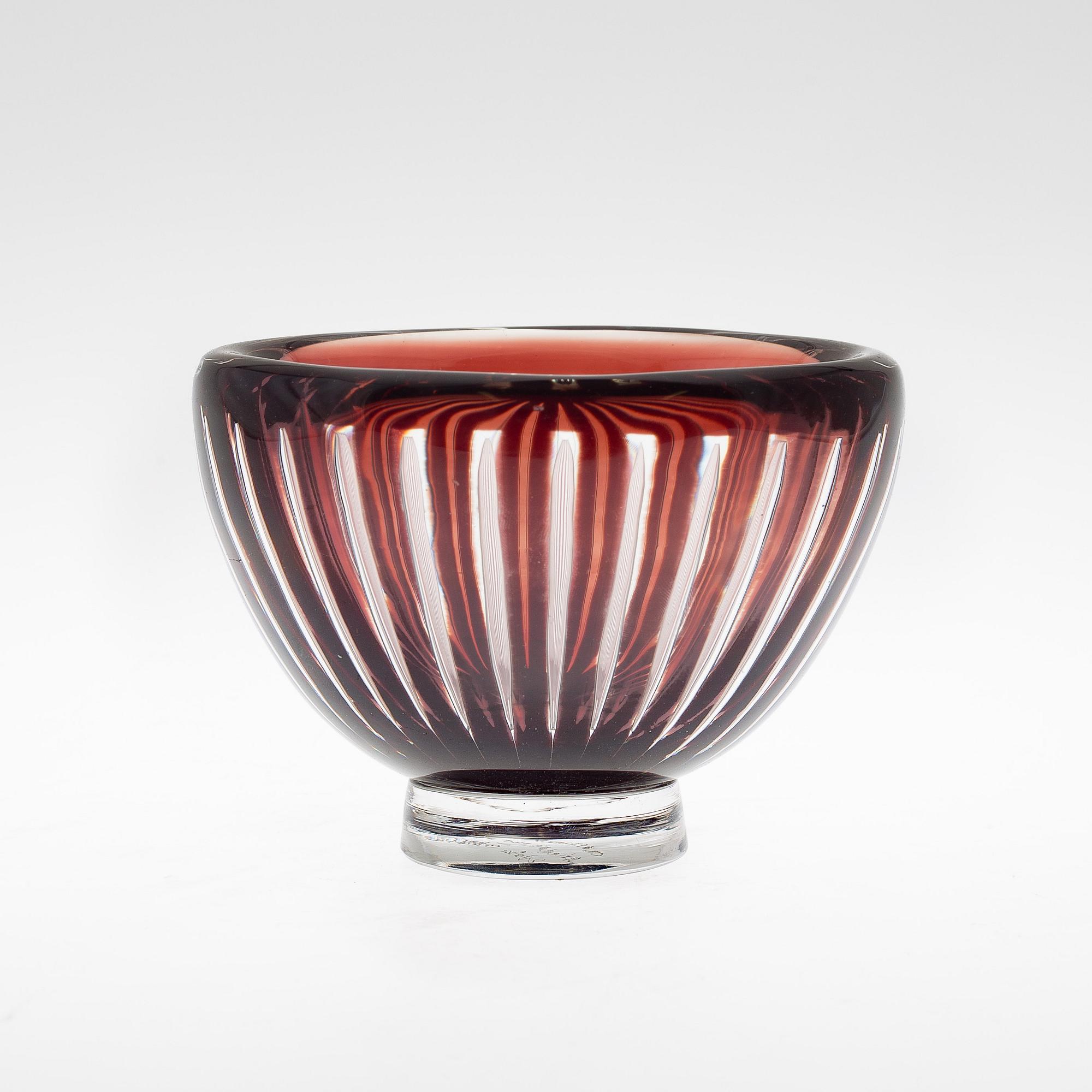 EDVIN ÖHRSTRÖM, skål av glas, Orrefors 1956, Ariel. Tidigare i Birgitta Crafoord Collection.