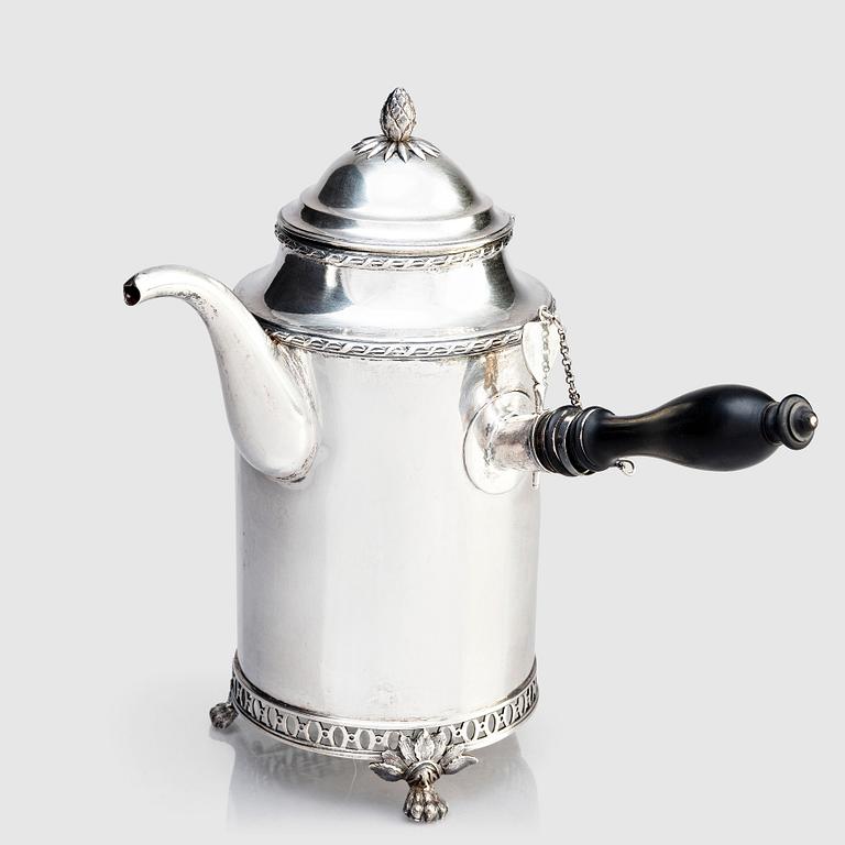 Stephan Westerstråhle, kaffekanna, silver, Stockholm 1797.