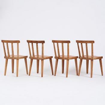 Axel Einar Hjorth, a set of four 'Utö' pine chairs, Nordiska Kompaniet, 1930s.