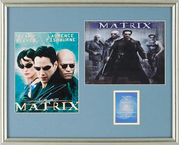 MATRIX FOTOGRAFIER, egenhändigt signerade av Keanu Reeves, Laurence Fishburne och Carrie-Anne Moss.