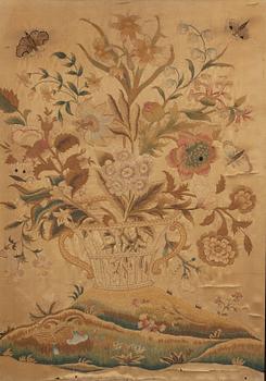 A silk embroidery, 19th Century.