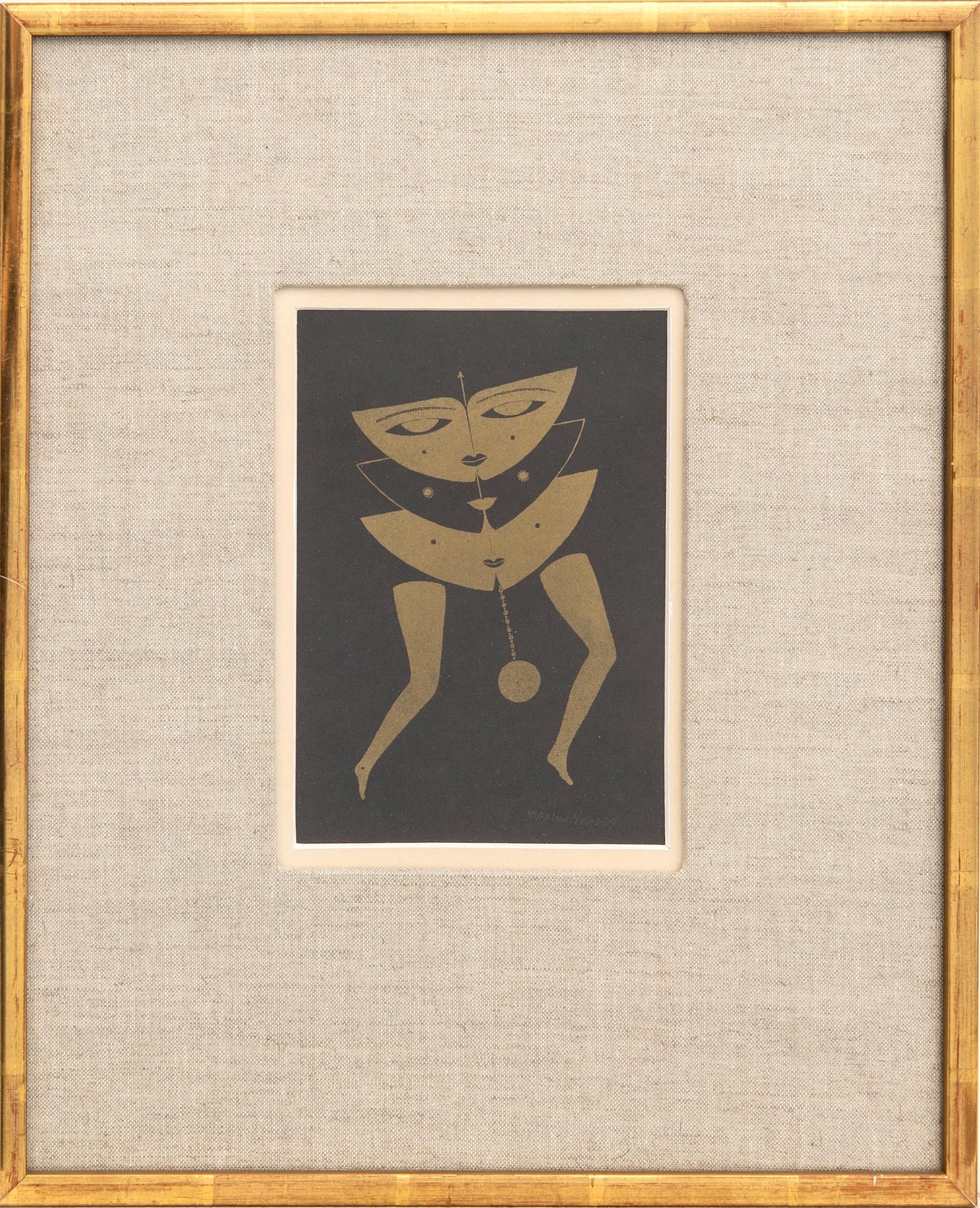 Max Walter Svanberg, gold on black signed and dated 59.