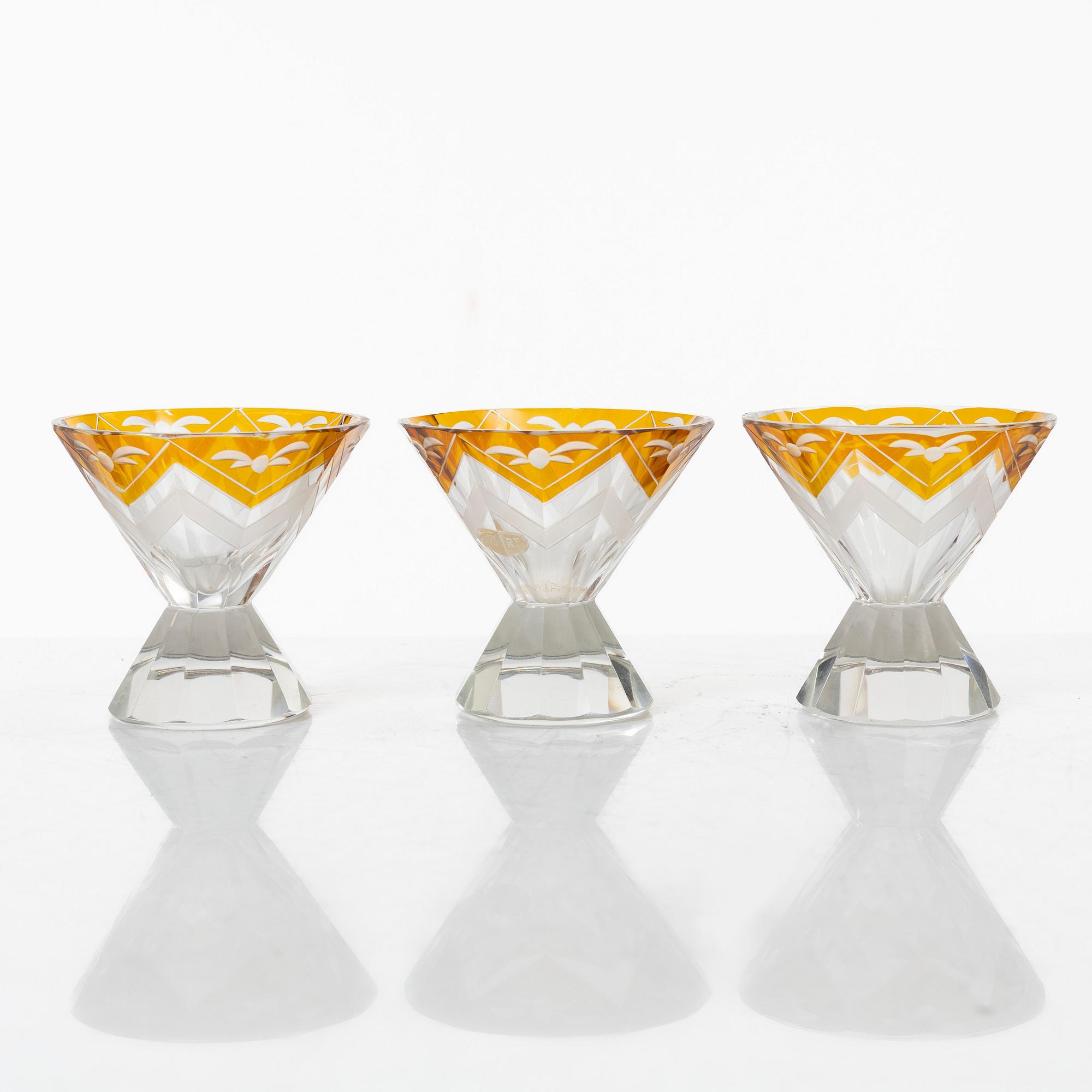 A seven-piece Bohemian glass service, 1930s.