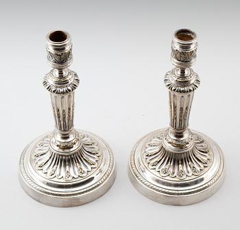 LJUSSTAKAR, 1 par, argent haché, 1800-/1900-tal.