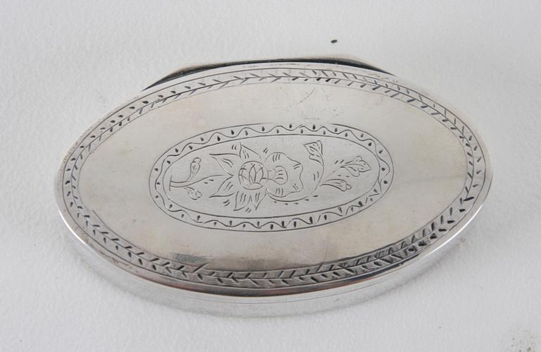 SNUSDOSA, silver, 1855. Gustaf Wilhelm Nordström(1828-1849/1874) Växjö.