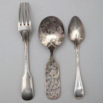 BESTICKSERVISDELAR, 11 st, silver, total vikt ca 485 gram.