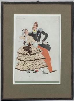 SERGE IVANOFF, efter, off-set tryck, 5 st. delvis handkolorerade.