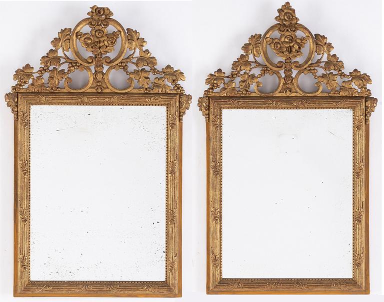 A pair of Danish mirrors, 18th Century.