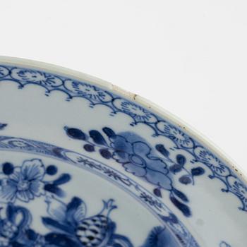 A group of eight Chinese blue and white plates, Qing dynasty, Qianlong (1736-95).
