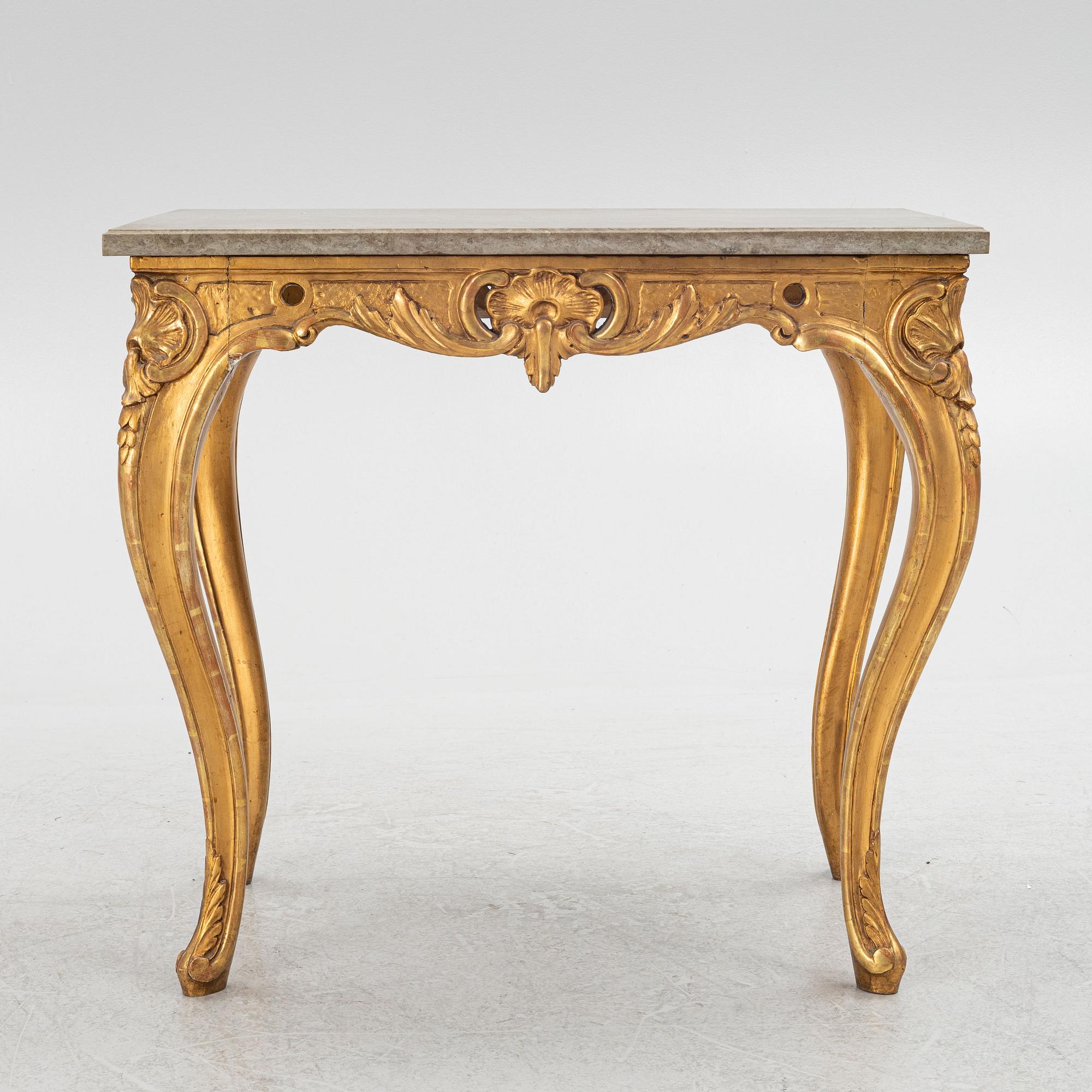 A Swedish rococo-style giltwood table, Stockholm, 19th century.