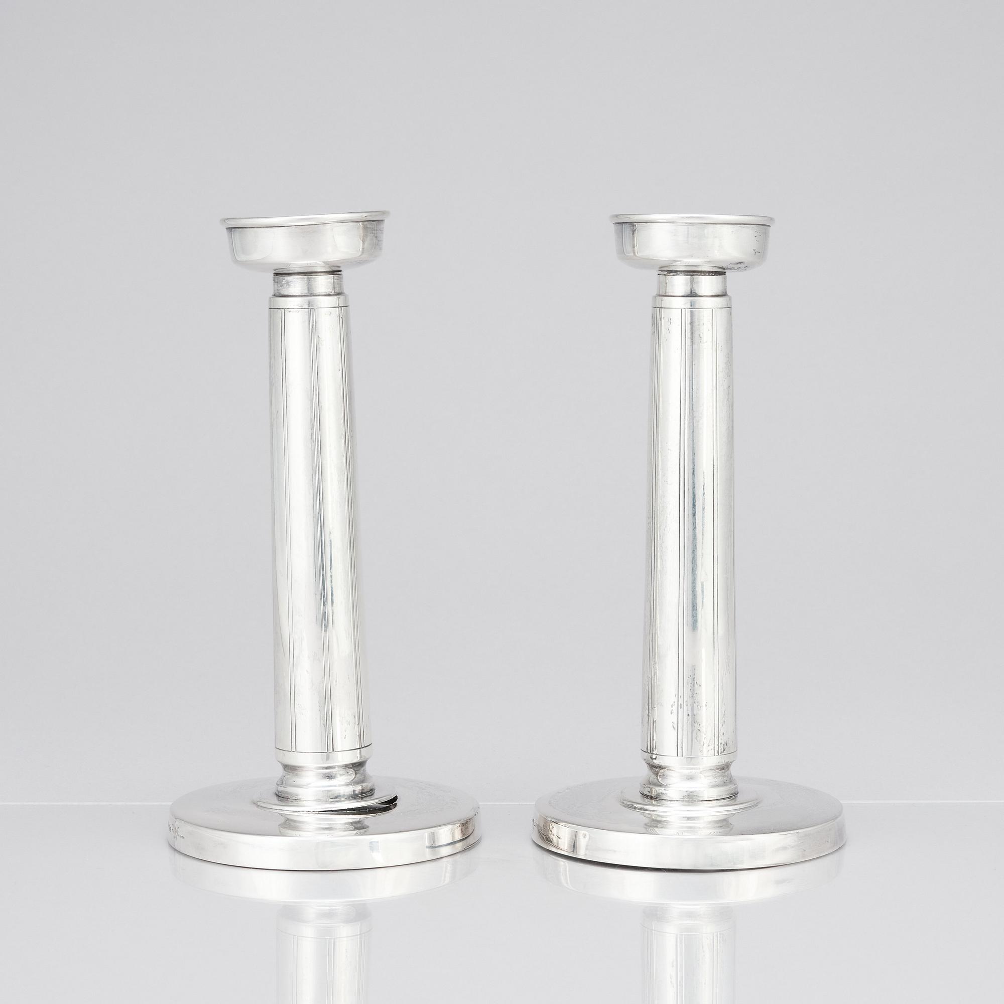 Gustaf Janson, ljusstakar, ett par, C.G Hallberg, Stockholm 1961, sterling silver.