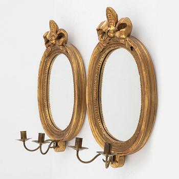 Mirror sconces, Gustavian style, second half of the 20th century.