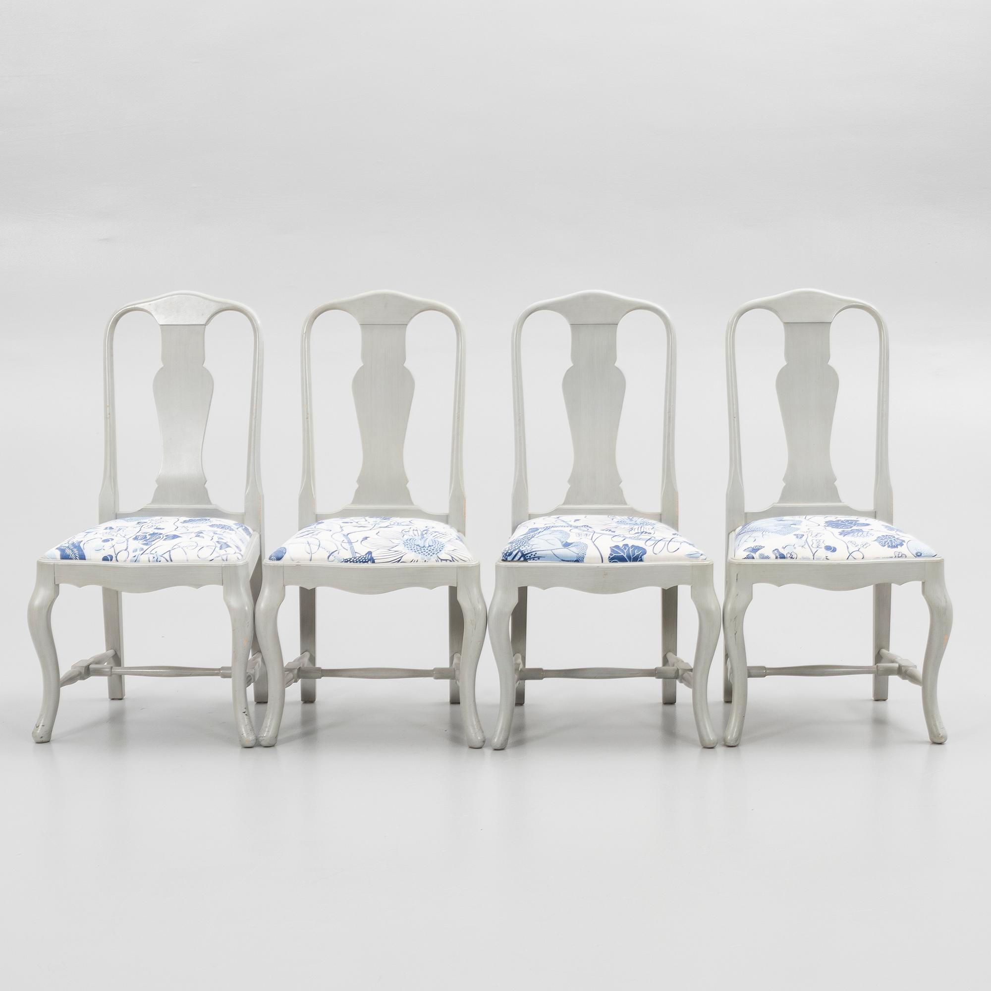 Chairs, 4 pcs, Rococo style, Åmells Möbel, "Old Sweden", late 20th century.