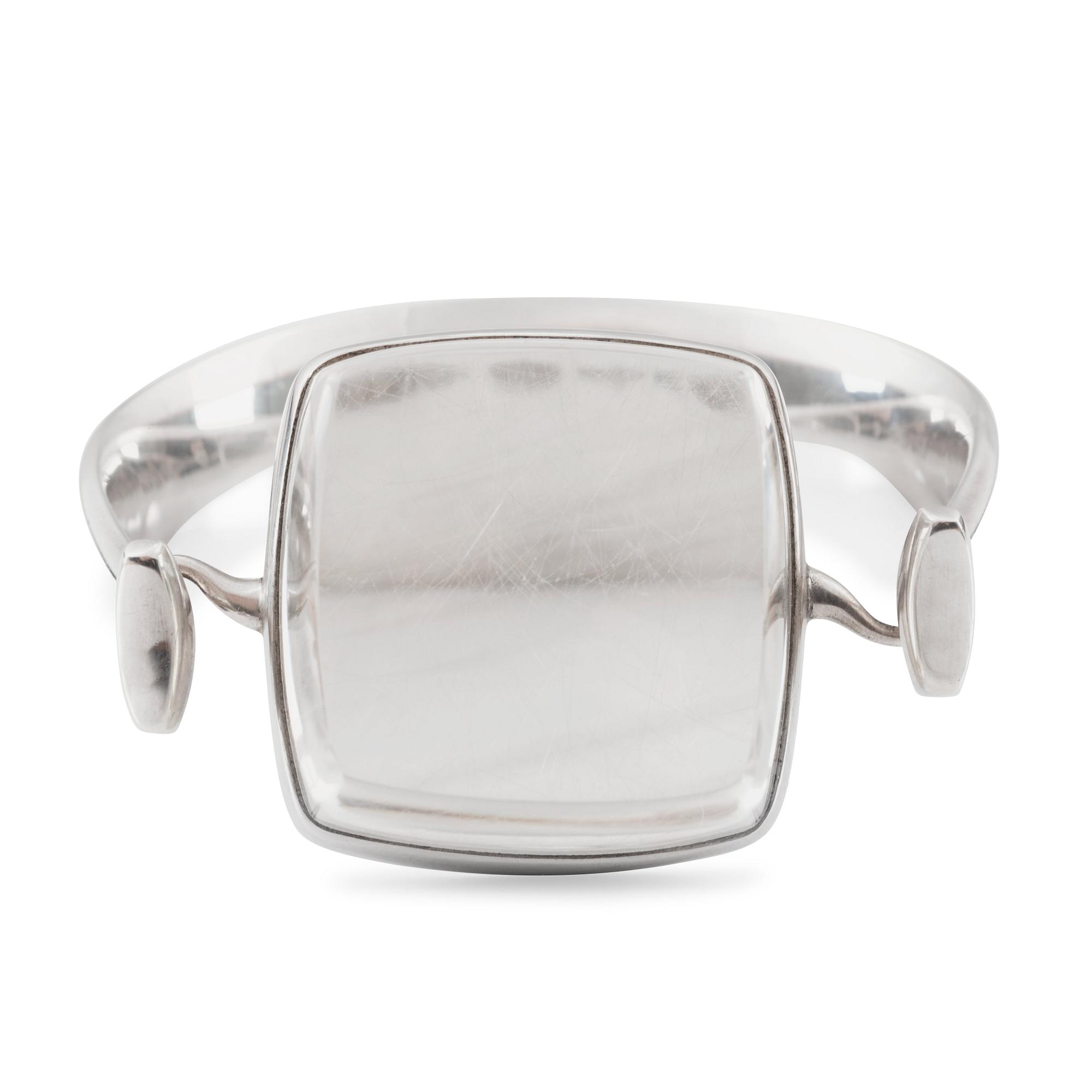 A Vivianna Torun Bülow Hübe sterling and rock crystal bangle, Georg Jensen, post 1945.