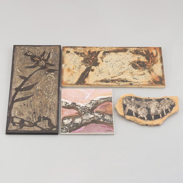 Börje Skohg, four stoneware wall reliefs, Gustavsberg & Gustavsbergs Studio, Sweden, 1970's/80's.