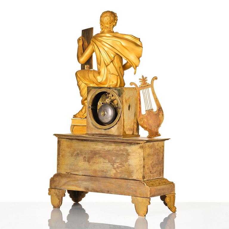 A French Empire mantle clock, early 19th century.