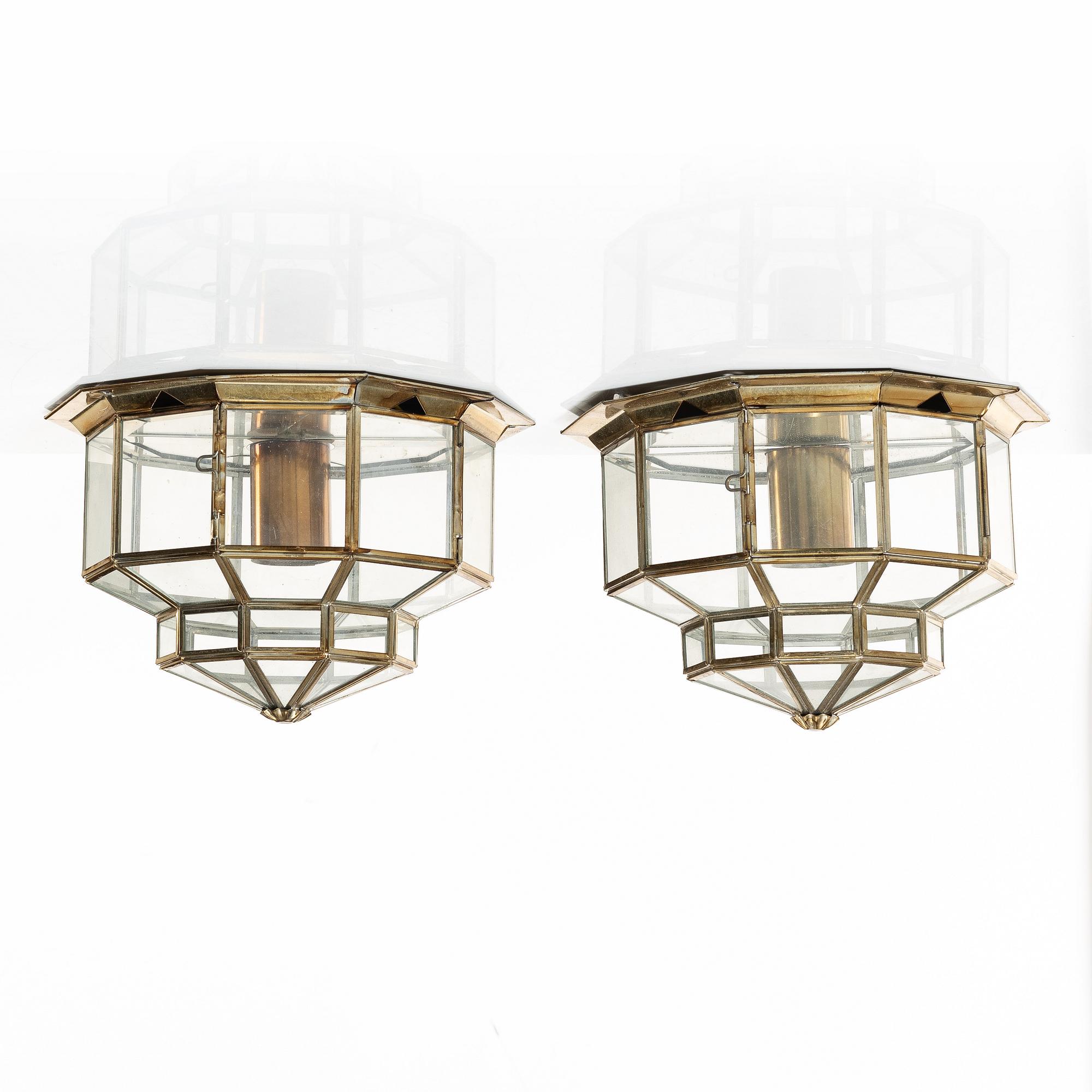 Hijos Esteves, pendant lamps, a pair, Taurus, Spain, second half of the 20th century.