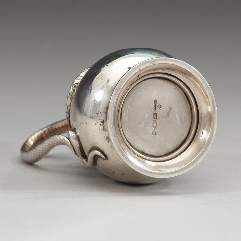 A Russian early 20th century FABERGÉ silver burner, marks of The First Silver Artel, S:t Petersburg 1908-1917.