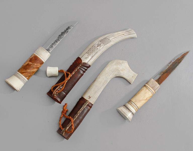 SAMEKNIVAR, 2 st, monogramsignerade, varav en troligen Karl Eriksson, 1900-tal.
