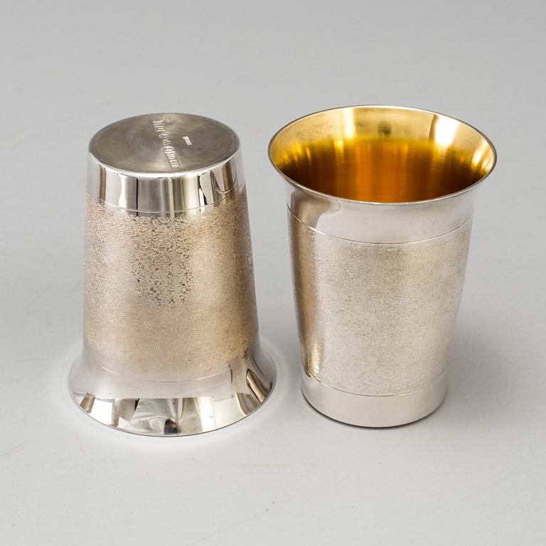 A Swedish 20th century set of 7 sterling beakers mark of Alton Falköping 1978, total weight ca 1192 gr.