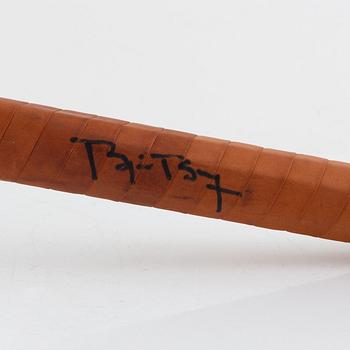 Tennis racket, Signed by Björn Borg. Donnay, specially customized white-painted wooden racket.