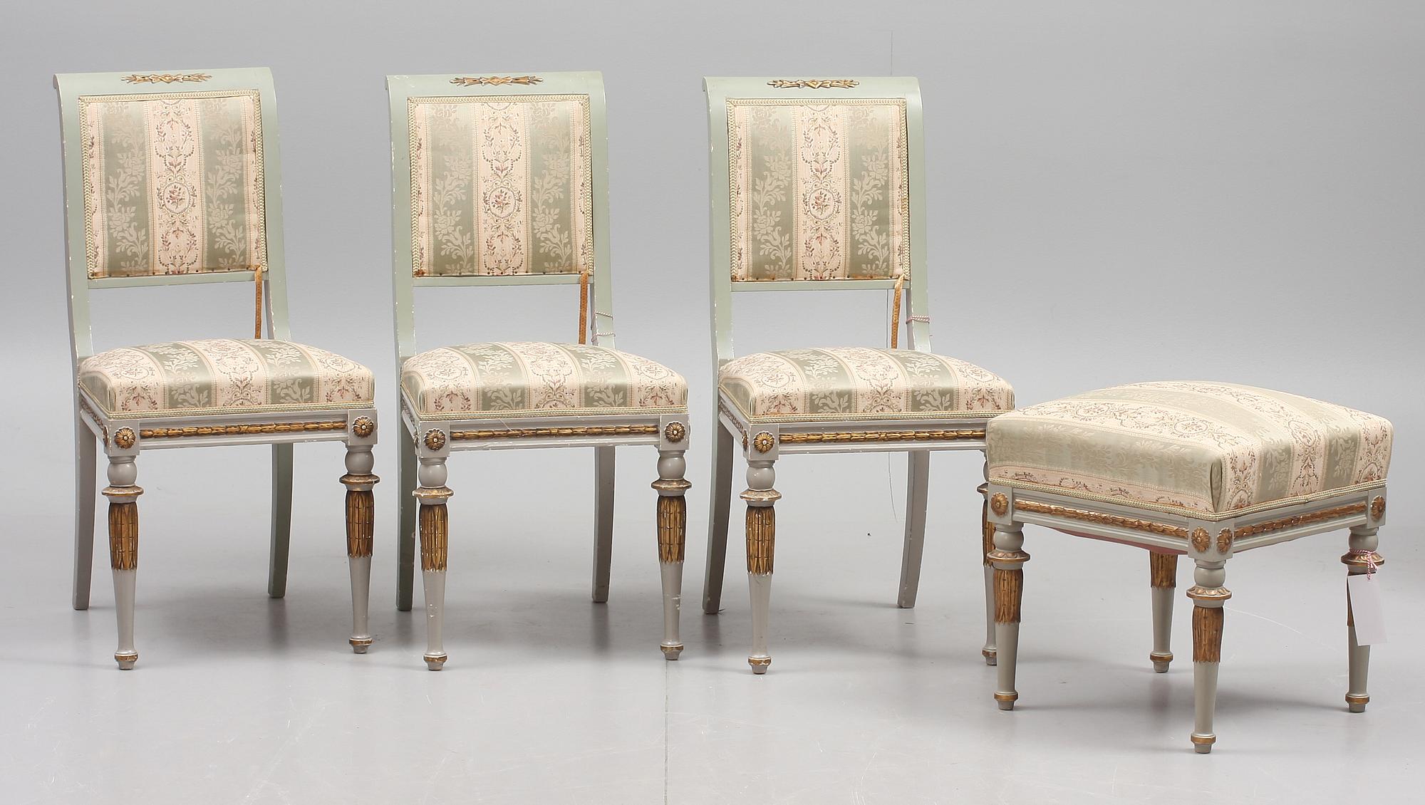 SALONGSMÖBLEMANG, 12 delar. Empirestil, 1900-talets början.