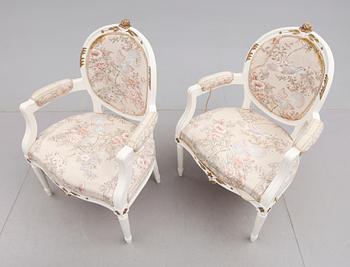 KARMSTOLAR, 1 par, gustaviansk stil, tidigt 1900-tal.