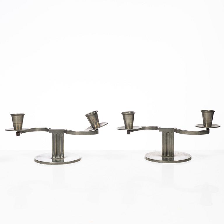 Nils Fougstedt, A pair of candelabra, FAK (Fabriksaktiebolaget Kronsilver), Stockholm, 1934.