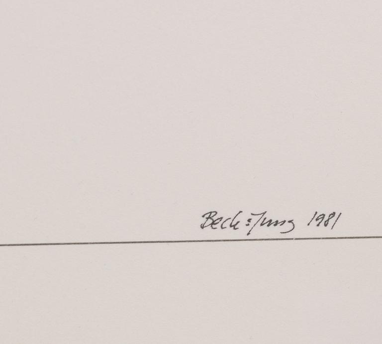 BECK & JUNG, computer ink plot, signerad och numrerad Criss Cross 104/110, daterad 1981.