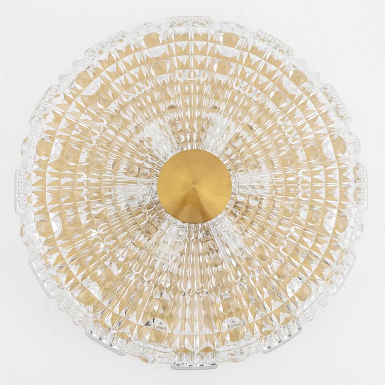 A glass and metal ceiling light by Carl Fagerlund for Orrefors, second half of the 20th century.