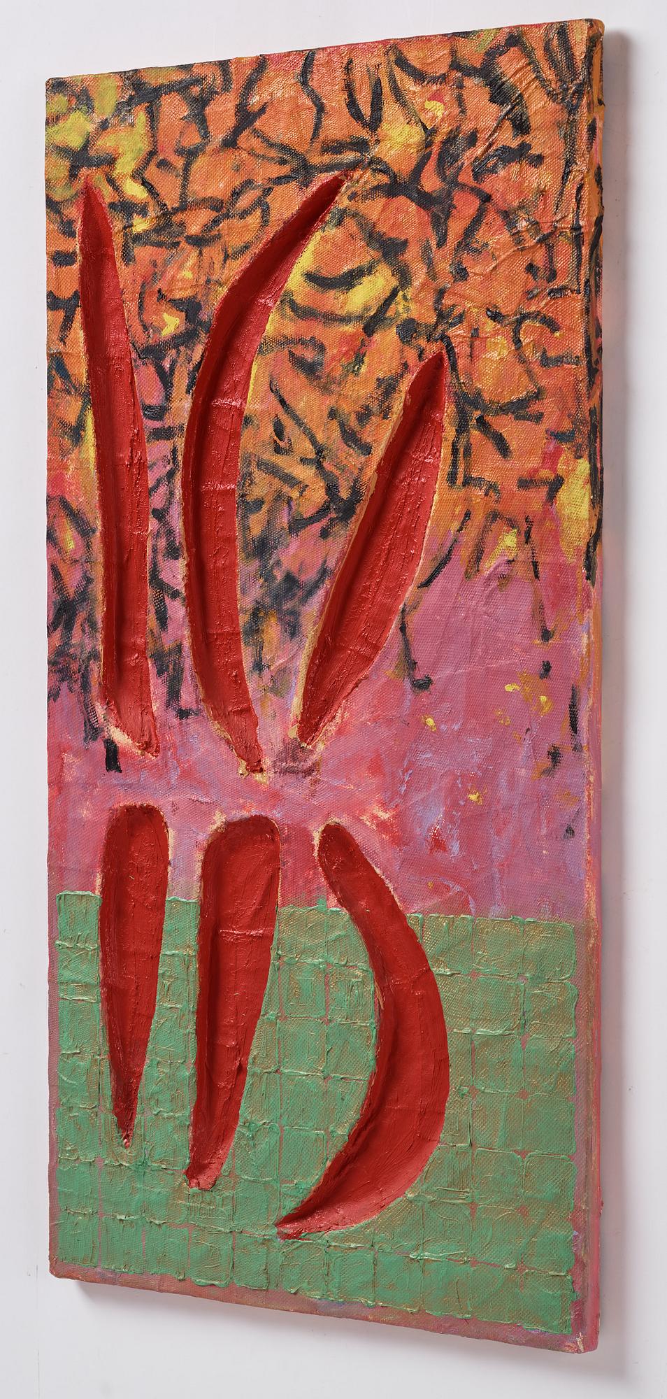 Stephen Buckley, mixed media, signed and dated 1989 on verso.