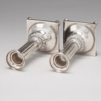 A pair of Swedish 18th century silver candlesticks, marks of Jacob Möller, Malmö 1799.