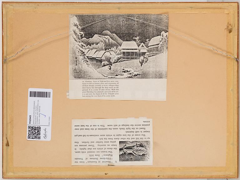 ANDO UTAGAWA HIROSHIGE (6), UTAMARA, and SHARAKU (2) colour woodblock prints. Japan, 20th century.