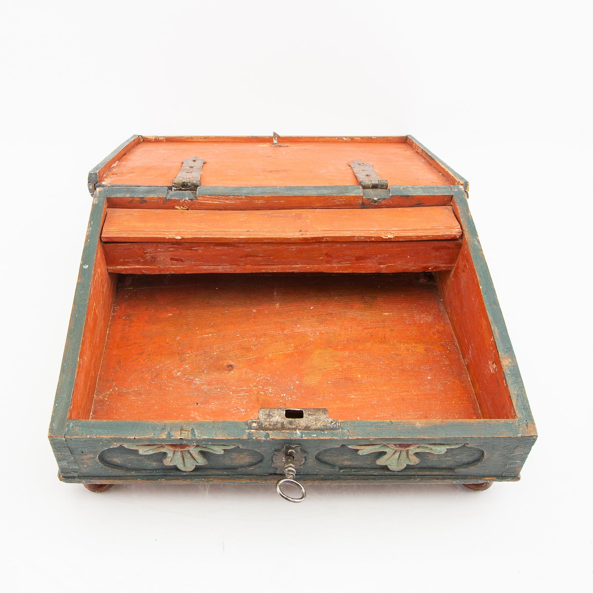A painted wooden 18th century box.