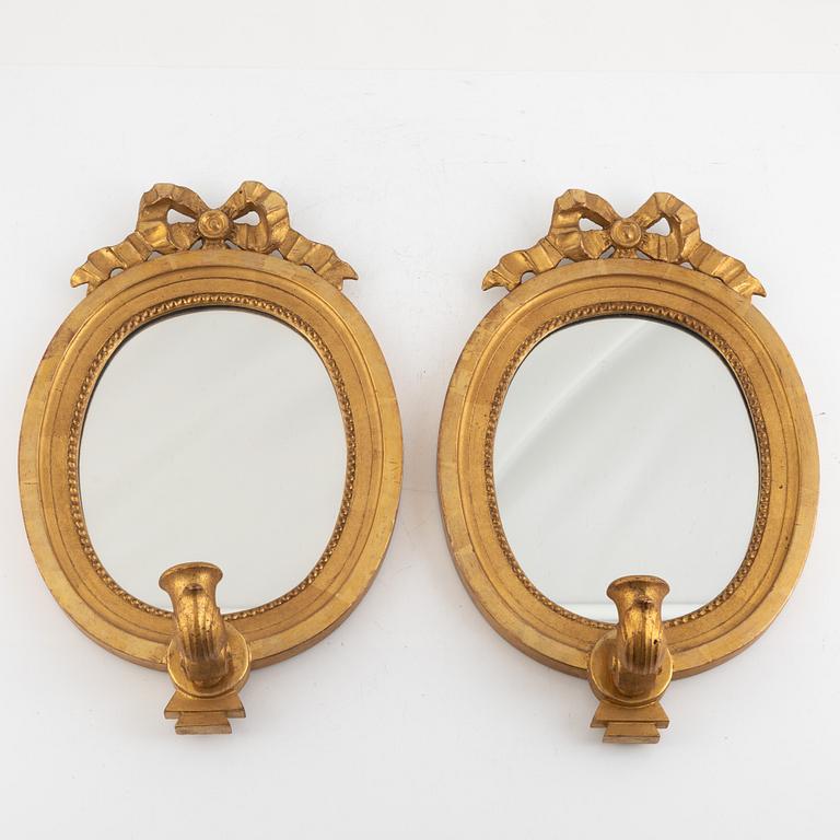 Spegellampetter, ett par, gustaviansk stil, 1900-talets mitt.