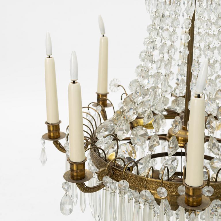 An Empire style chandelier, mid 20th century.
